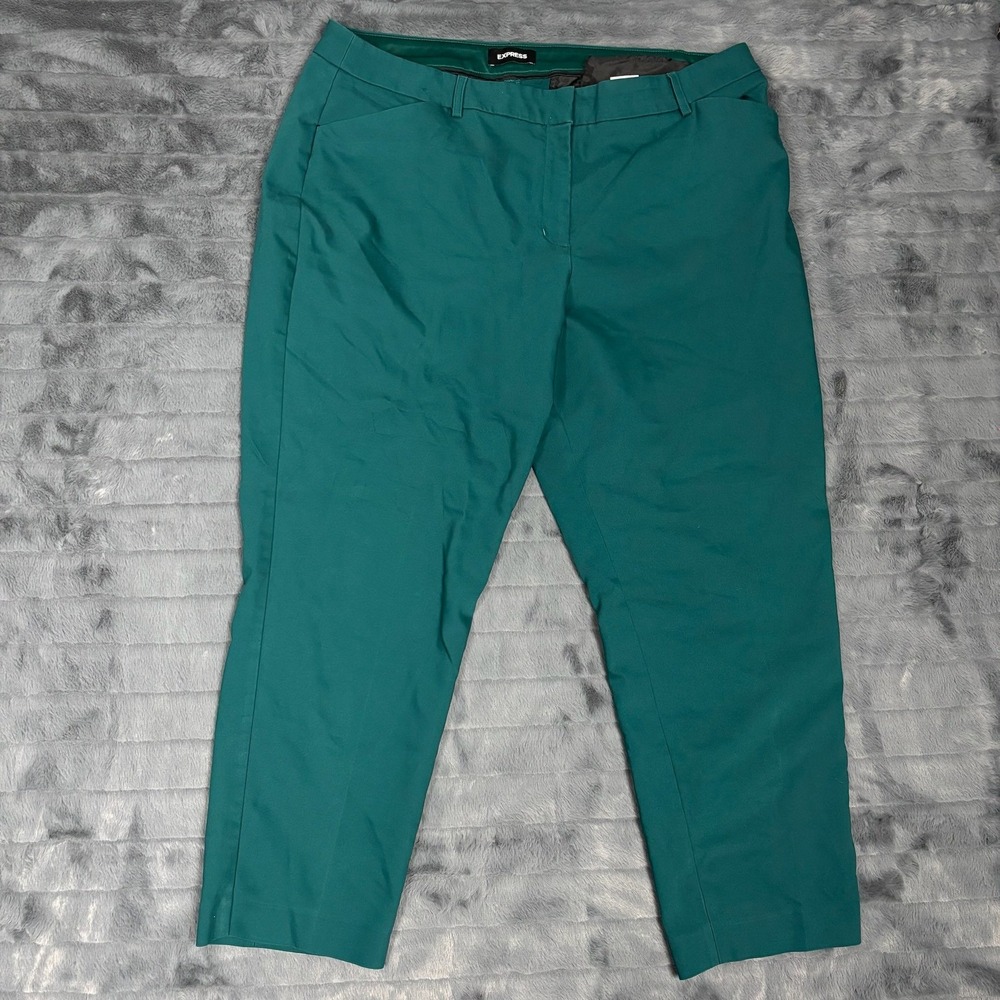 Express Publicist Ankle Pants Emerald Green Mid Rise Stretch Trousers Womens 18R